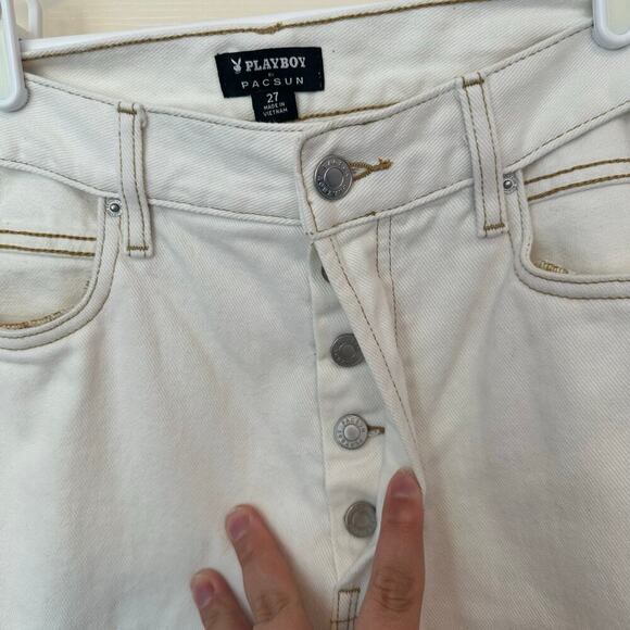 Pacsun X Playboy High Waist Cut-Out Slim Jeans Size 27 White Bunny Streetwear - Picture 9 of 12